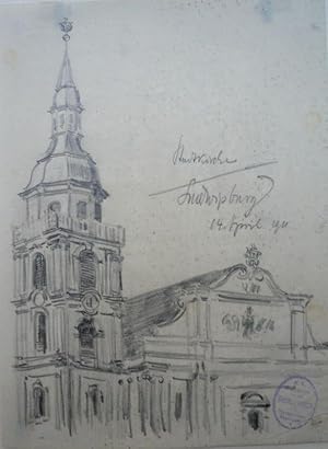 Akademiestudie der Stadtkirche Ludwigsburg. Bleistift