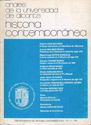 Imagen del vendedor de ANALES DE LA UNIVERSIDAD DE ALICANTE. HISTORIA CONTEMPORNEA N 2 (El grupo valenciano y el reformismo de Villanueva; Entorno sanitario en el Alicante del siglo XIX; La fiebre amarilla de 1870) a la venta por Librera Vobiscum