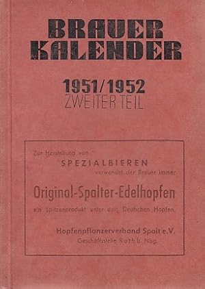 Brauer-Kalender 1951/52. Zweiter Teil. 53. Jahrgang.