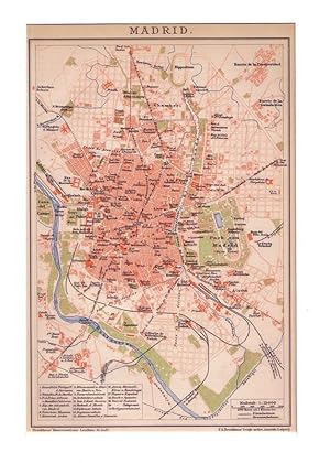 Madrid. Stadtplan im Maßstab 1: 35.500. Farbige Lithographie.