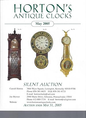 Seller image for [AUCTION CATALOG] HORTON'S ANTIQUE CLOCKS. May 2005 Silent Auction for sale by Frey Fine Books