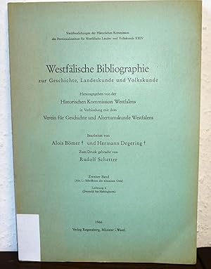 Bild des Verkufers fr Westflische Bibliographie fr Geschichte, Landeskunde und Volkskunde. Zweiter (2.) Band (Abt. L: Schrifttum der einzelnen Orte) Lieferung 2 (Detmold bis Habinghorst). zum Verkauf von Die Bcherwelt