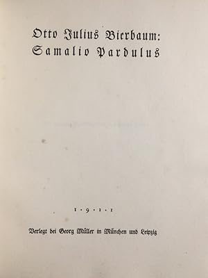 Bild des Verkufers fr Samalio Pardulus. [Mit zwanzig Bildbeigaben von Alfred Kubin]. zum Verkauf von Antiquariat J. Hnteler