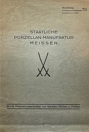 Staatliche Porzellan-Manufaktur Meissen. Bunte Musterblätter von Schalen, Körben u. Platten. Nach...