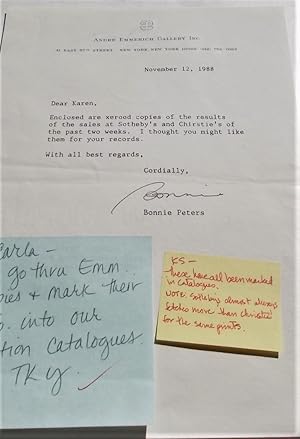 Original Typed and Signed One-Page Letter (November 12, 1988) From Bonnie Peters on Andre Emmeric...