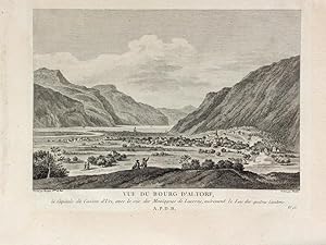 Image du vendeur pour Vue du Bourg d'Altdorf" originaler Kupferstich ca.15x23cm (Darstellung/image size) von Maillet nach Alexis-Nicolas Prignon auf Btten-Papier (22x29cm) aus: Zurlauben; Clousier Paris 1780 mis en vente par Kunsthandel & Antiquariat Magister Ru