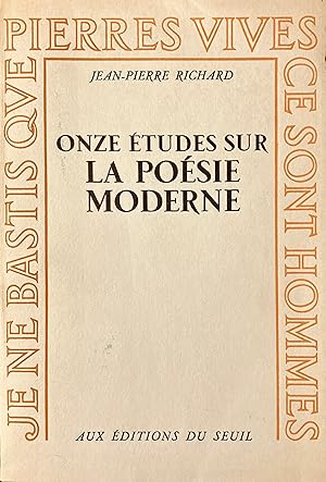 Seller image for Onze tudes sur la posie moderne. for sale by Jack Baldwin Rare Books
