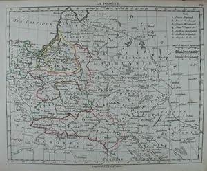 La Pologne. Grenzkolorierte Kupferstich-Karte aus Herisson "Atlas portatif" Paris, Desray 1806, 1...