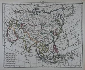 L'Asie. Grenzkolorierte Kupferstich-Karte aus Herisson "Atlas portatif" Paris, Desray 1806, 17,5 ...