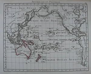 Australasie et Polynesie. Grenzkolorierte Kupferstich-Karte aus Herisson "Atlas portatif" Paris, ...