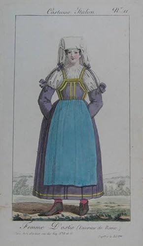 Femme D'ostie (Environs de Rome). Altkolorierter Kupferradierung. Paris, Martinet um 1815, 15,5 x...