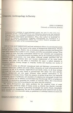 Immagine del venditore per Linguistic Anthropology and Society in American Anthropologist Volume 76, number 4 venduto da The Book Collector, Inc. ABAA, ILAB