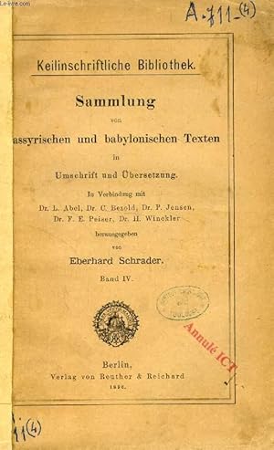 Bild des Verkufers fr TEXTE JURISTISCHEN UN GESCHFTLICHEN INHALTS (SAMMLUNG VON ASSYRISCHEN UND BABYLONISCHEN TEXTEN IN UMSCHRIFT UND BERSETZUNG, BAND IV) zum Verkauf von Le-Livre