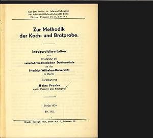 Imagen del vendedor de Zur Methodik der Koch- und Bratprobe. Berlin, Vet. med. Diss. v. 9.2.1935. a la venta por Antiquariat Bookfarm