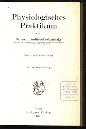 Bild des Verkufers fr Physiologisches Praktikum. zum Verkauf von Antiquariat Bookfarm