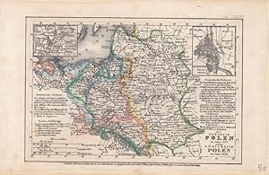 Polen, grenzkolorierter Stahlstich um 1840 aus dem bibliographischen Institut Hildburghausen, Bla...