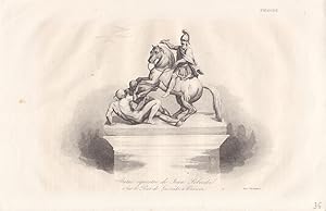 Warschau, Denkmal für Johann III. Sobieski, Stahlstich um 1845, Blattgröße: 18,5 x 28,2 cm, reine...