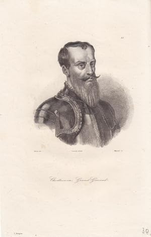 Jan Karol Chodkiewicz (15601621), Stahlstich um 1840 mit dem Portrait des Generals, Blattgröße: ...
