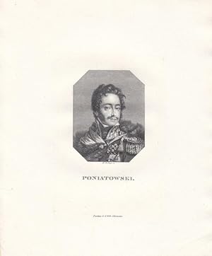 Józef Antoni Poniatowski, kleinformatiger Stahlstich um 1840 mit Portrait, Blattgröße: 26,5 x 21,...