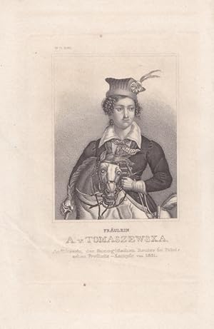 Portrait A.v. Tomaszewska, Lithographie um 1840 mit Bildunterschrift, Blattgröße: 23 x 14,5 cm, r...