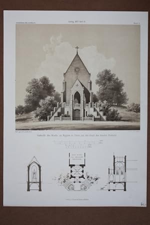 Rypien, Vorhalle der Kirche zu Rypien mit der Gruft des Grafen Podoski, Lithographie 1872 von E. ...