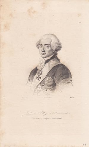 Stanislaus II. August Poniatowski Portrait, schöner Stahlstich um 1843 von Lemaitre, Blattgröße: ...