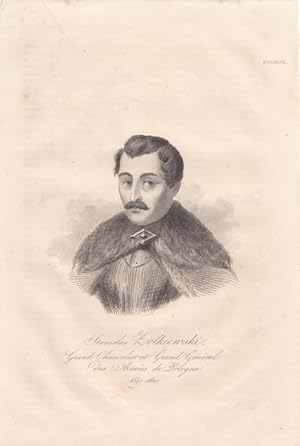 Stanislaw Zólkiewski, Stahlstich um 1835 mit Portrait, Blattgröße: 28,5 x 18,5 cm, reine Bildgröß...