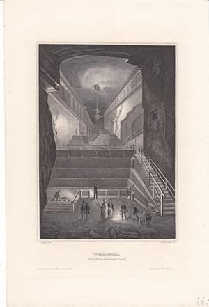 Salzbergwerk Wieliczka Michalowiec Saal, Stahlstich um 1850 von L. Obermüller, Blattgröße: 23 x 1...