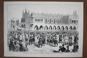 Krakau, Sobieski Feier Procession zur Wawelkathedrale am 12. Sept., Holzstich von 1883 nach einer...