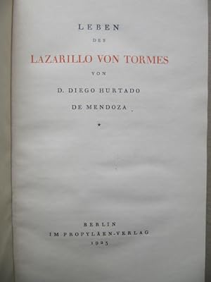 Image du vendeur pour Leben des Lazarillo von Tormes. mis en vente par Antiquariat Schrter -Uta-Janine Strmer