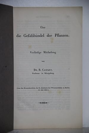 Bild des Verkufers fr ber Gefssbndel der Pflanzen. Vorlufige Mittheilung. Sonderabdruck aus den "Monatsberichten der K. Akademie der Wissenschaften zu Berlin"). zum Verkauf von Antiquariat  Braun