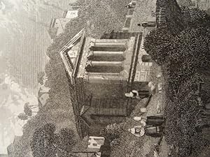 Clitumnus-Tempel bey Spoleto in Italien. Stahlstich. Bibliogr. Inst. Hildburghausen, um 1850. Ca....