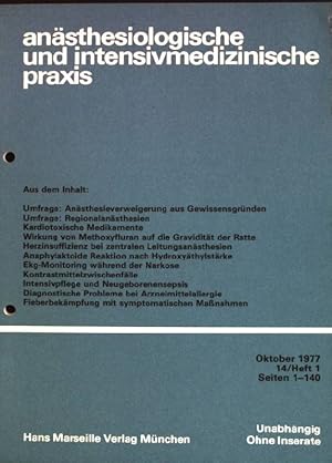 Seller image for Wirkung von Methoxyfluran auf die Graviditt der Ratte in: Ansthesiologische und intensivmedizinische Praxis; Jahrgang 14, Heft 1 for sale by books4less (Versandantiquariat Petra Gros GmbH & Co. KG)