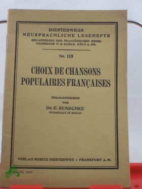 Bild des Verkufers fr Choix de chansons / Branger. Hrsg. von E. Runschke zum Verkauf von Antiquariat Artemis Lorenz & Lorenz GbR