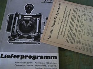 Linhof Lieferprogramm. Produktgruppen, Kameras, Objektive, Fachvergrößerer, Reprocord, Zubehör, S...