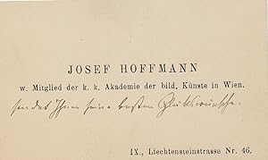 Autograph Note in German, Unsigned on visiting card with envelope