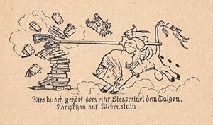 Exlibris "Dies buoch gehört dem riter Stressminet dem Daigen, Kampfhan auf Klebenstain". Klischeé...