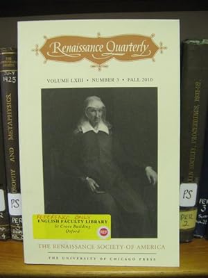 Imagen del vendedor de Renaissance Quarterly: Vol. LXIII, Number 3, Fall 2010 a la venta por PsychoBabel & Skoob Books