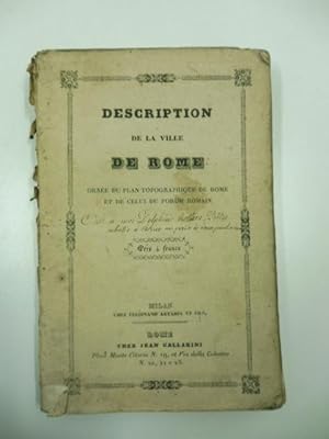 Description de la ville de Rome contenant l'indication des principaux Monumens anciens et moderne...