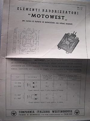 Elementi raddrizzatori Motorwest per carica di batterie di motociclette con volani magneti. Compa...