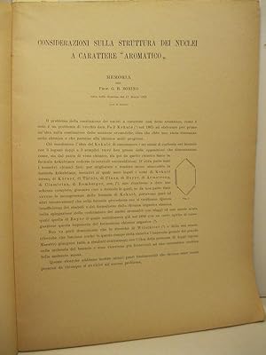 Immagine del venditore per Considerazioni sulla struttura dei nuclei a carattere 'aromatico'. Memoria letta nella sessione del 12 marzo 1933 venduto da Coenobium Libreria antiquaria