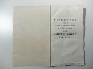 Appendice alla raccolta di Dissertazioni intorno l'iscrizione del Panteo Sagro d'Arimino. Parere ...