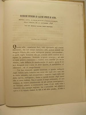 Ricerche intorno ad alcune specie di aceri. Memoria letta al Reale Istituto d'Incoraggaimento nel...