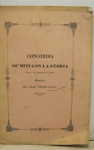 Concordia de' miti con la storia quanto ai principii di Roma. Memoria