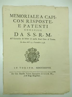 MEMORIALE A CAPI CON RISPOSTE E PATENTI CONCESSE DA S.S.R.M. ALL'UNIVERSITa' DE' SELLARI DI QUEST...