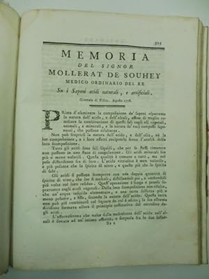 Memoria del signor Mollerat De Souhey medico ordinario del re su i saponi acidi naturali e artifi...