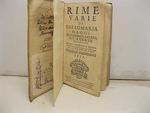 Bild des Verkufers fr Rime varie ristampate con altre del medesimo or aggiunte. All'illustrissimo sig. conte Nicolo' Valeriano Fava zum Verkauf von Coenobium Libreria antiquaria