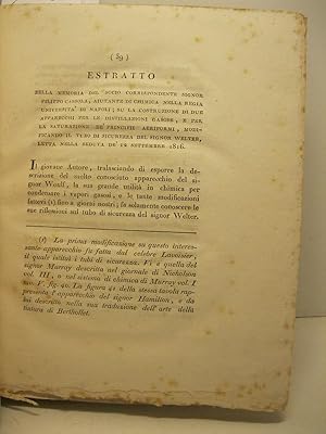 Estratto della Memoria del socio corrispondente signor Filippo Cassola aiutante di chimica nella ...