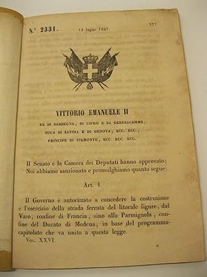 VITTORIO EMANUELE II. Il Governo e' autorizzato a concedere la costruzione e l'eserciziodella str...