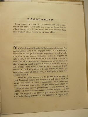 Ragguaglio degli esperimenti intorno alla macerazione del lino a secco eseguiti nel decorso anno ...